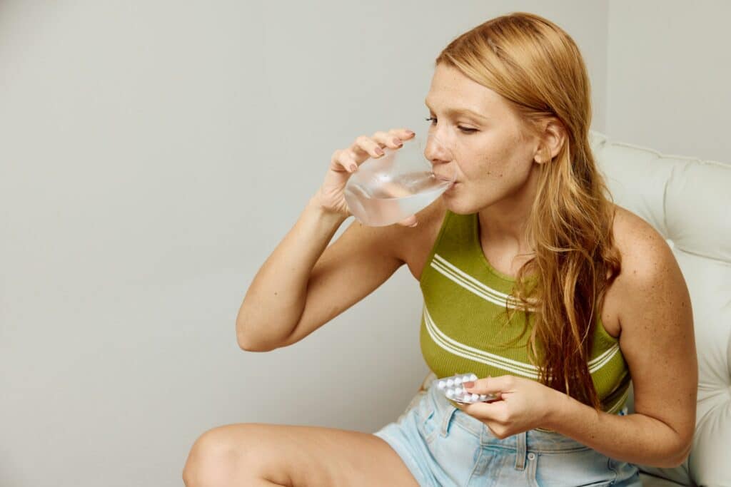 woman drinking water