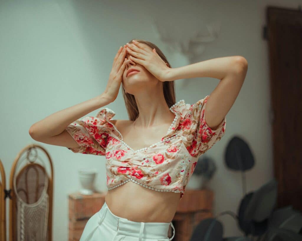 woman-in-red-and-white-floral-crop-top